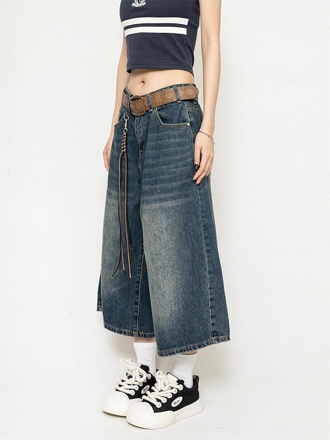 Mia | Retro Denim Culottes: Wide-Leg Trousers for a Striking Streetwear Look