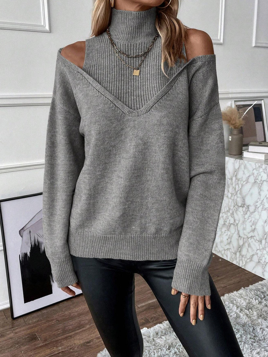 Bettina | Off-Shoulder Rollkragenpullover für Damen
