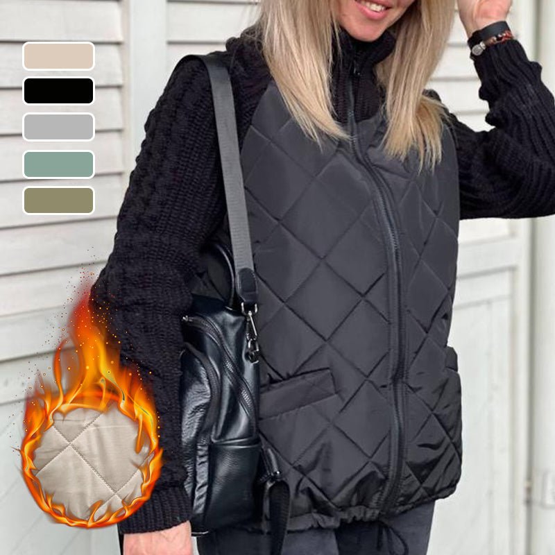 Quilora | Damen Strick Patchwork Pufferjacke