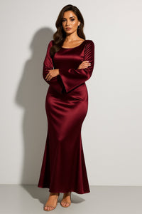 Melanie | Elegantes Satin-Kleid in Fishtail-Maxilänge