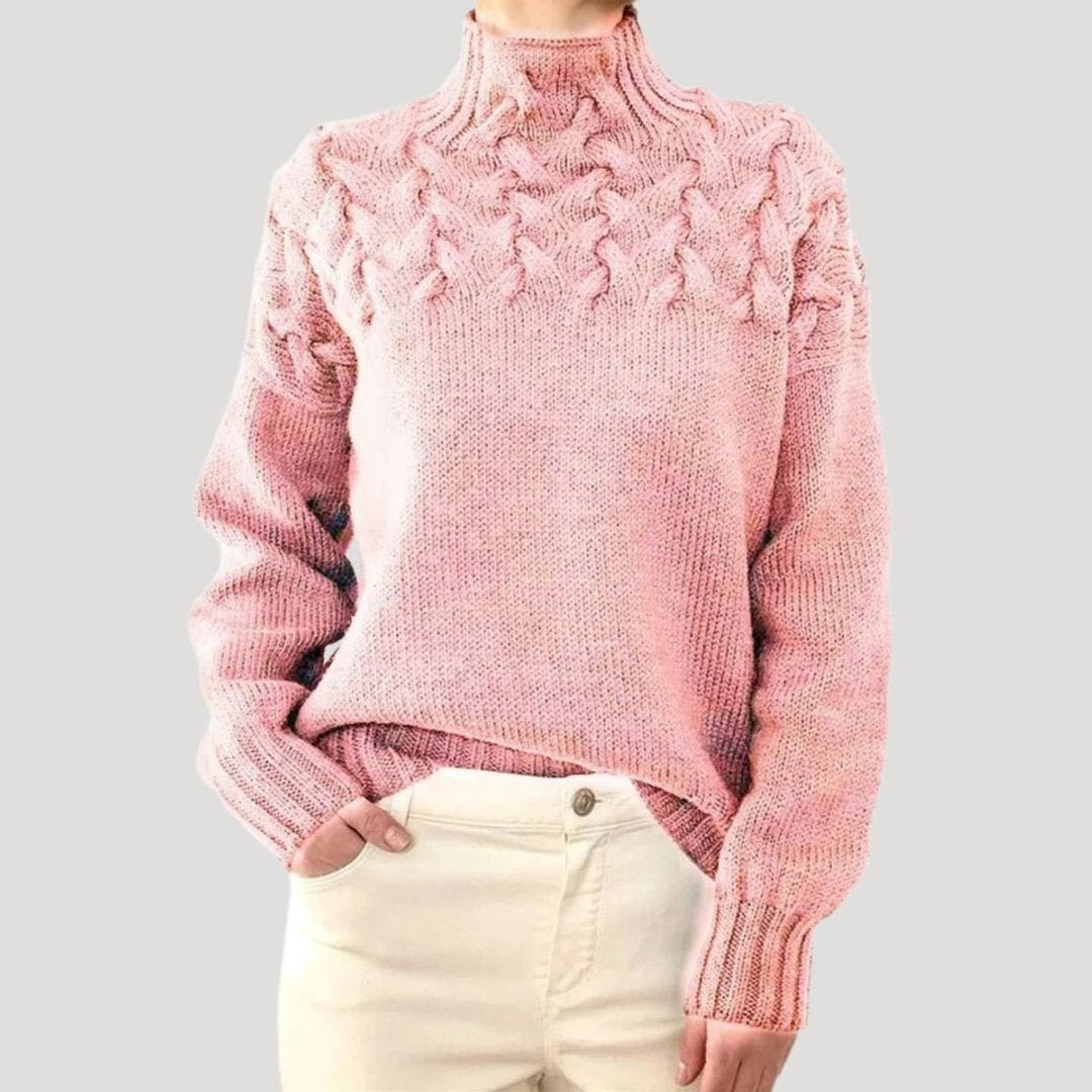 Sophia | Zopfmuster Rollkragen Strickpullover für Damen