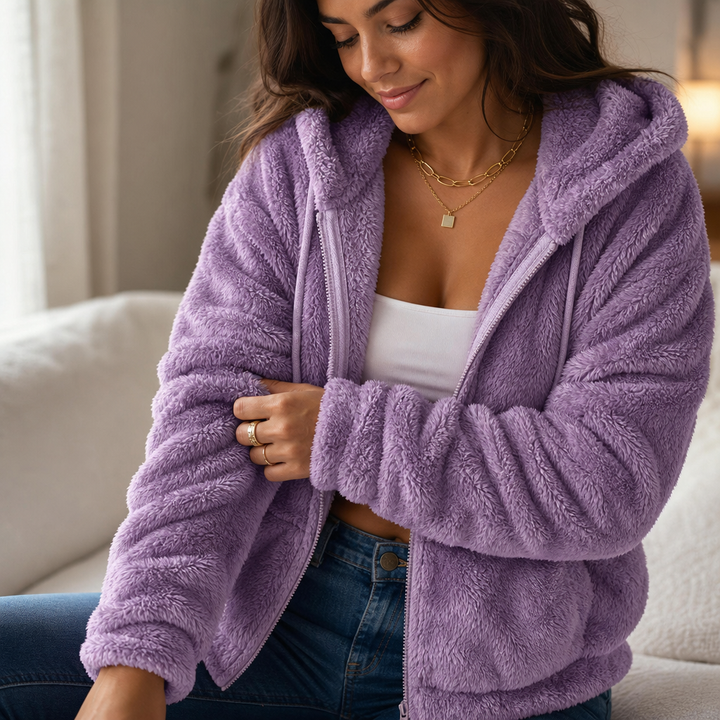 Cloudhug | Hooded Plush Zip-Up Jacket – Weich und Warm für Frauen