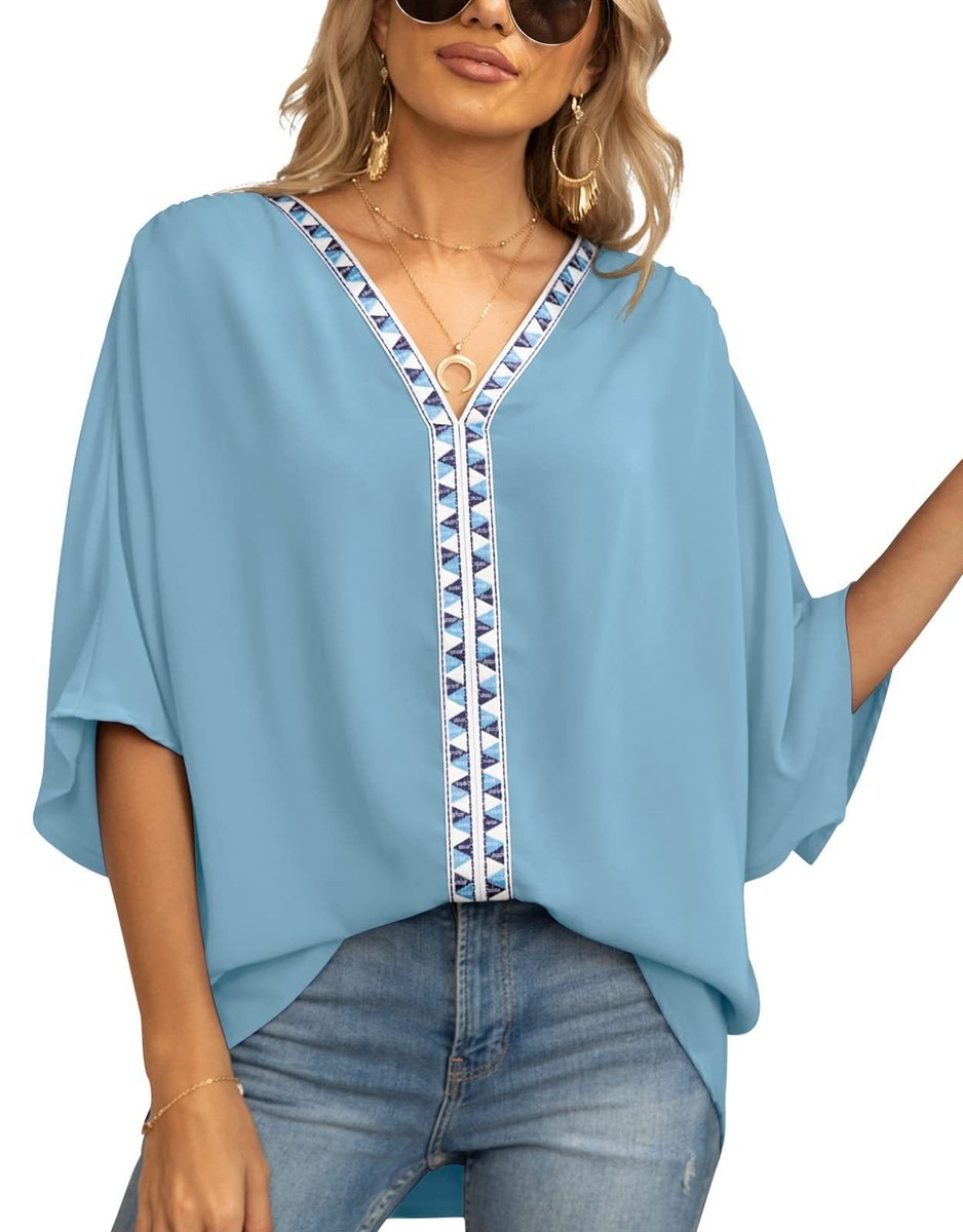 Marlene | Modern Boho Tunic with Embroidered V-Neckline
