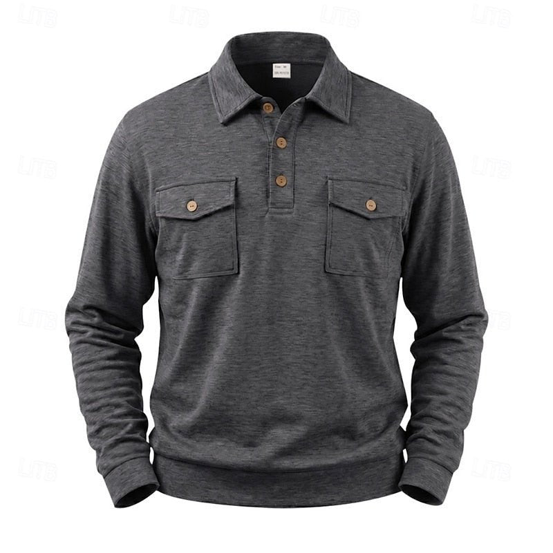 Harold | Langarm Polo-Shirt mit Taschen