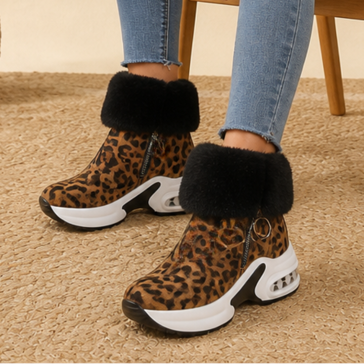 Veluna | Chunky Ankle Boots – Gemütlicher Stil mit Kunstfellkante