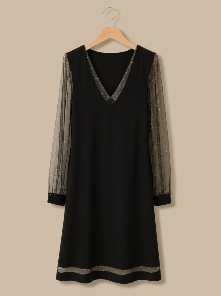 Scarlett | Glitzer Mini Abendkleid mit V-Ausschnitt