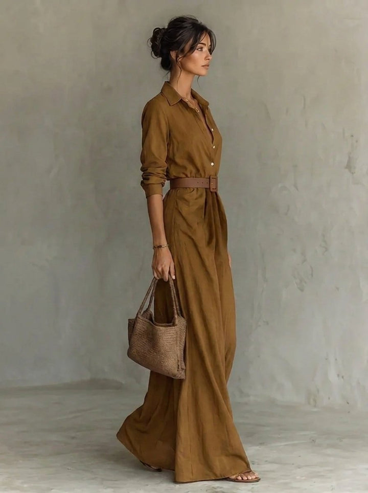 Isabelle | Elegantes Kleid mit langen Ärmeln und Taillengürtel