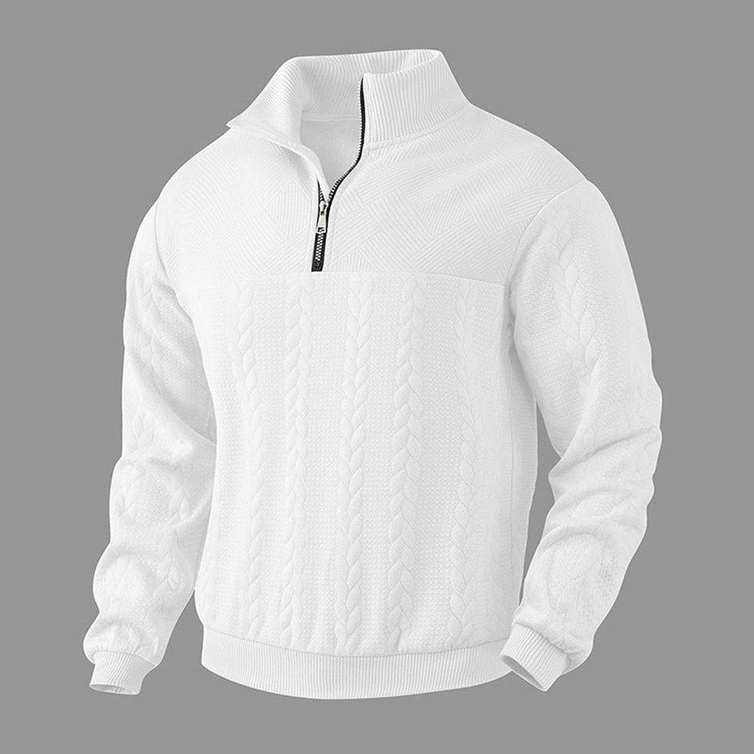 Julian | Klassischer Herren Zopfstrickpullover Mit Quarter-Zip