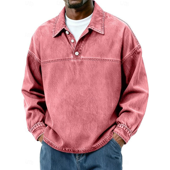 Gabriel | Washed Long Sleeve Polo Shirt für Männer