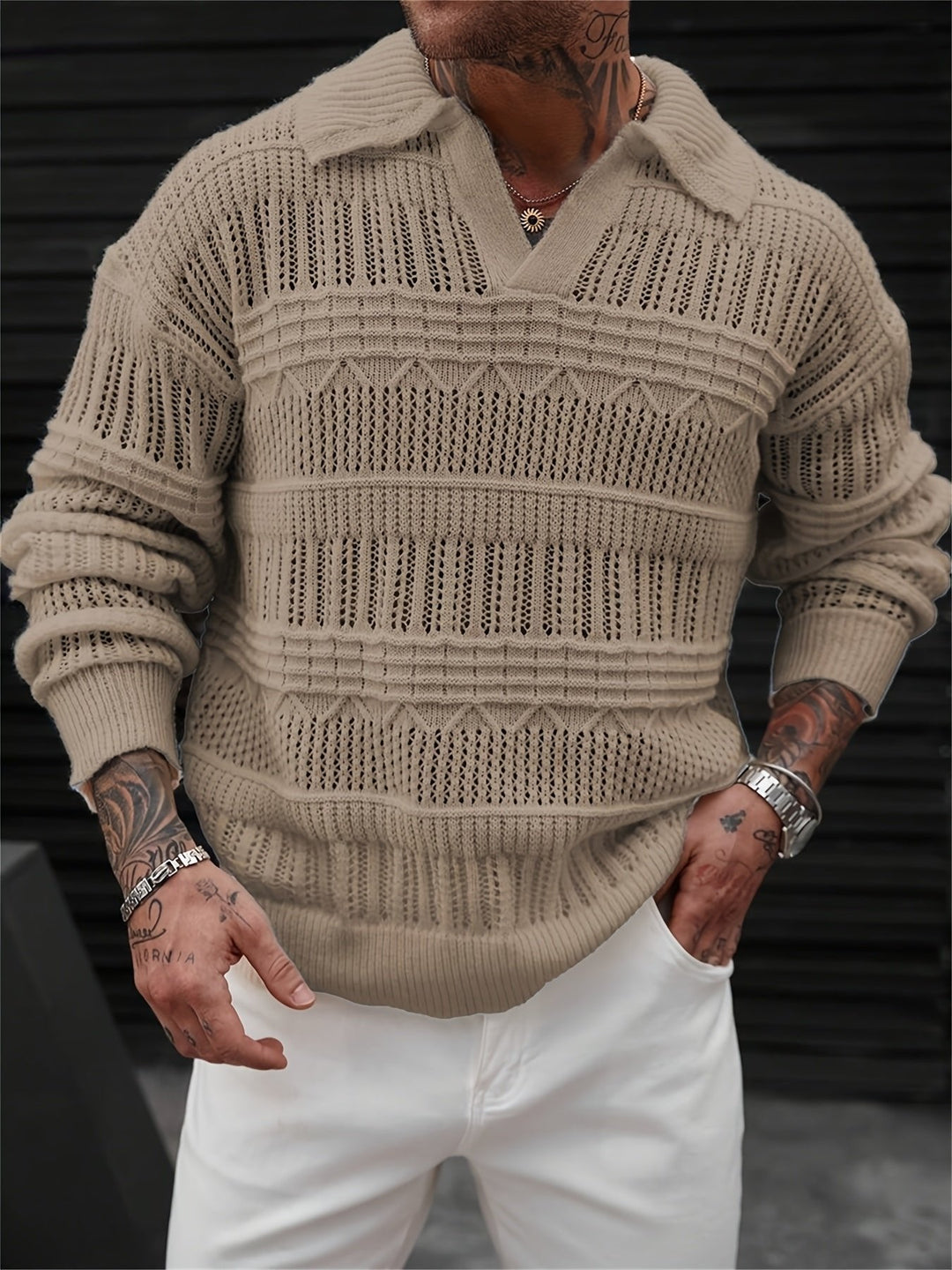 Oscar | Gestrickter Pullover mit Kragen für Männer