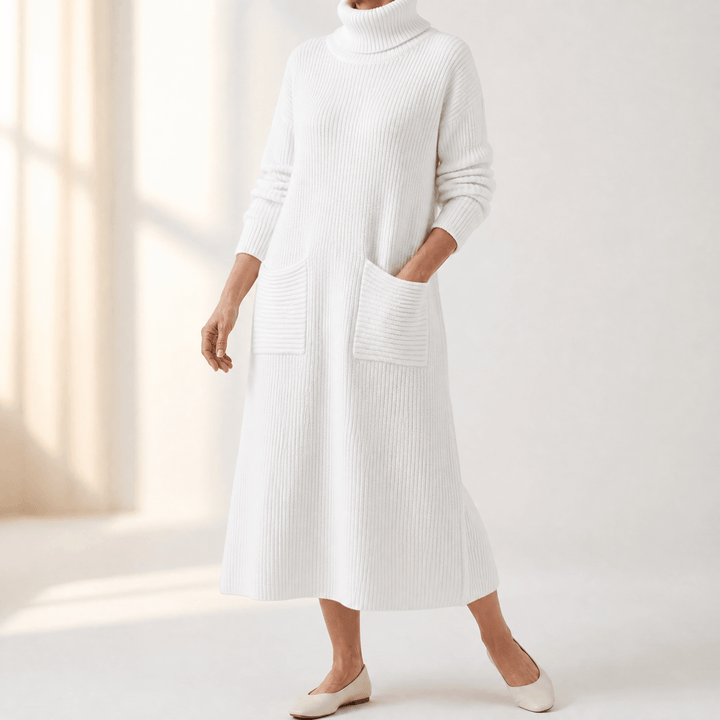 Velara | Strickkleid mit Turtleneck und Taschen für Frauen