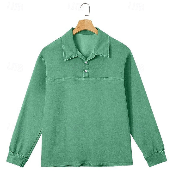 Gabriel | Washed Long Sleeve Polo Shirt für Männer