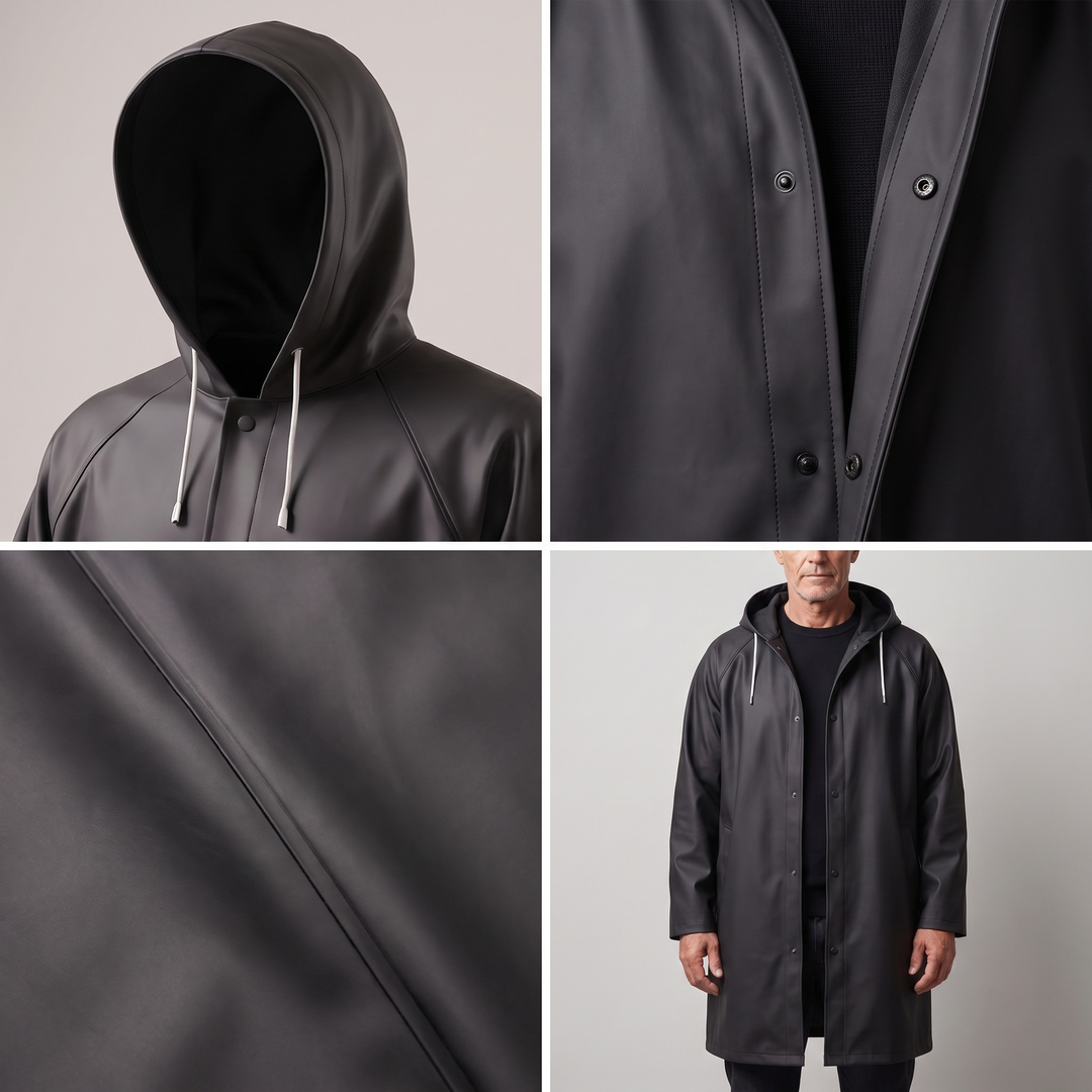 DryGuard | Lange Regenjacke – Wetterfester Kapuzenmantel