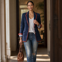 Amelia | Eleganter Samtblazer mit Kontrastpaspeln für einen Stilvollen Look