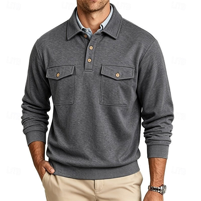 Harold | Langarm Polo-Shirt mit Taschen