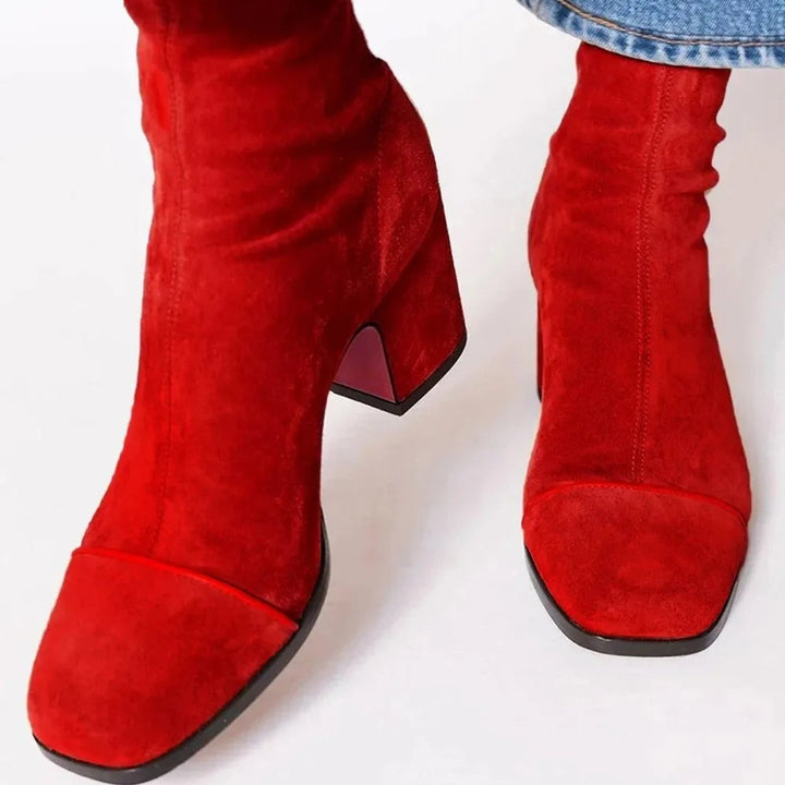 Elizabeth | Auffällige Veloursleder-Stiefeletten mit Leopardenakzent