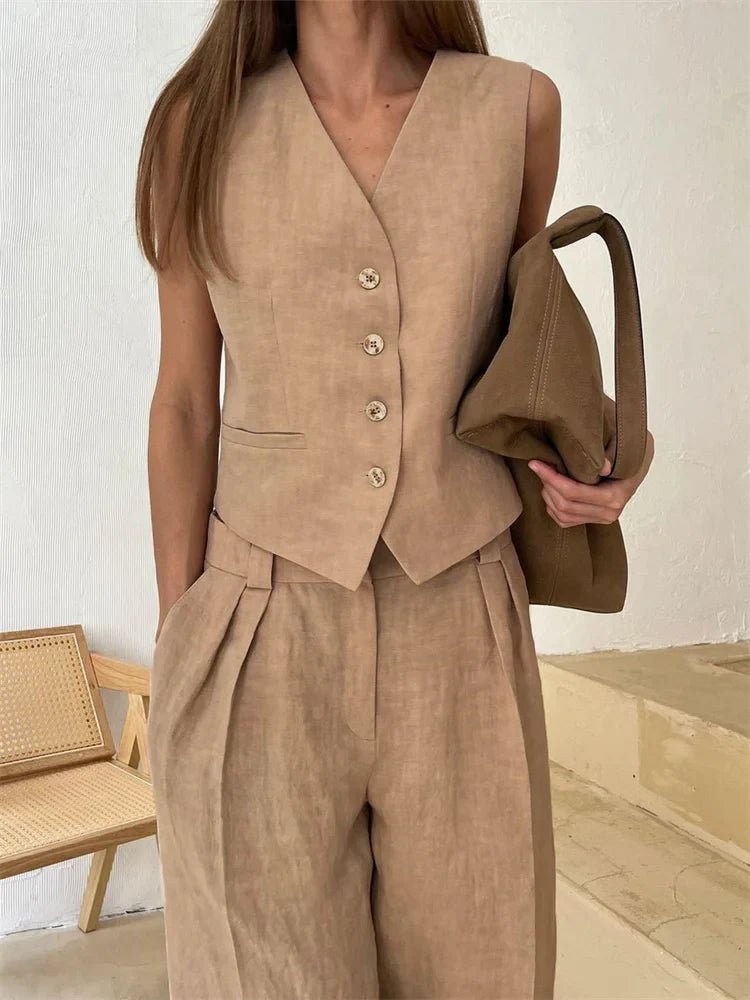 Annika | Leinen Zweiteiler – Eleganter Schnitt für Damen