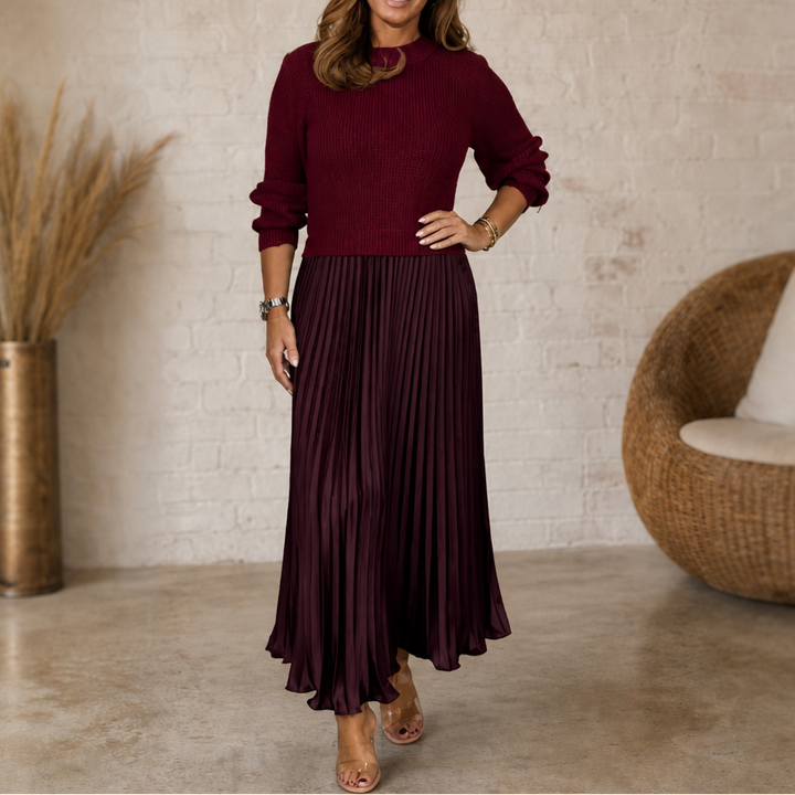 Wearbella | Pleated Maxi Dress mit Strick-Oberteil