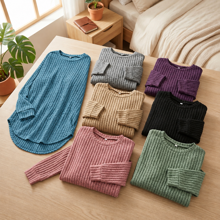 Wovelle | Waffle Knit Oversized Sweater – Flauschiger Komfort für Jede Gelegenheit