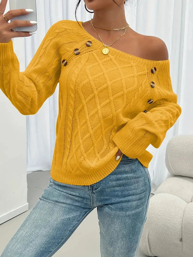 Lina | Langärmeliger Pullover mit Zopfmuster für Damen