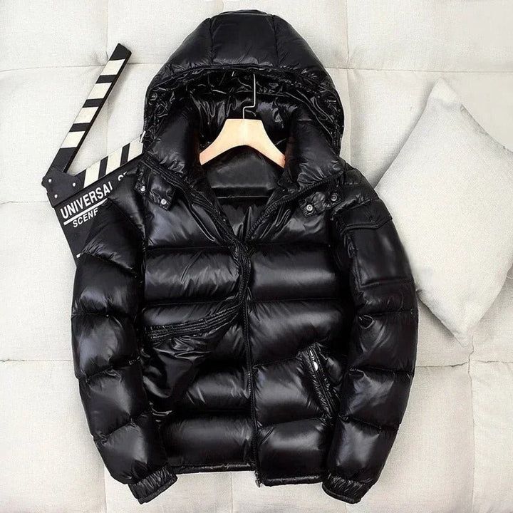 Moritz | Herren Winterjacke – Glänzende Daunen-Steppjacke mit Kapuze