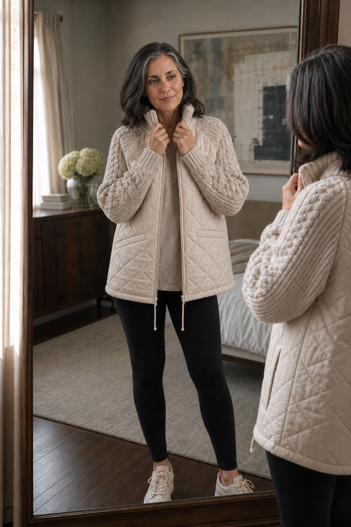 Knitpuff | Quilted Patchwork Puffer Jacket – Stylisch und Warm für Die Wintertage