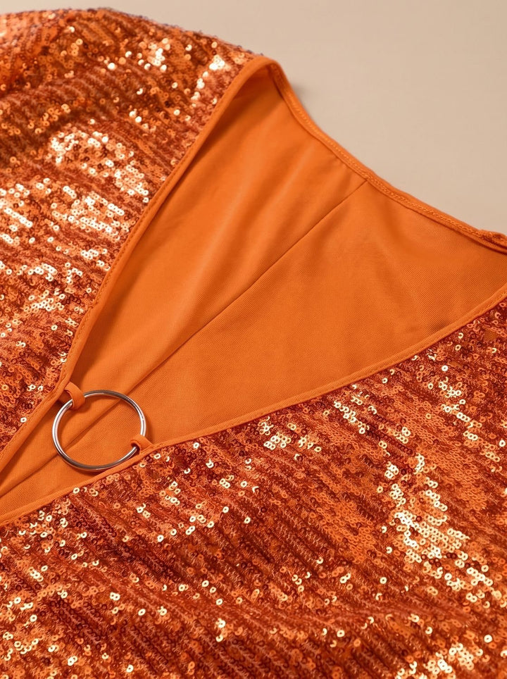 Olivia | Mini Christmas Party Dress – Funkelndes Plunge-Neck Design für Frauen