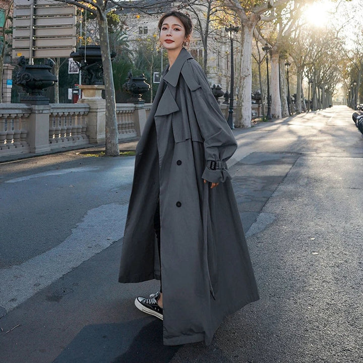 Amelie | Eleganter Maxi Trenchcoat Mit Bindegürtel