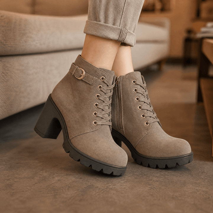 Strovia | Chunky Heel Ankle Boots mit Kunstfellfutter