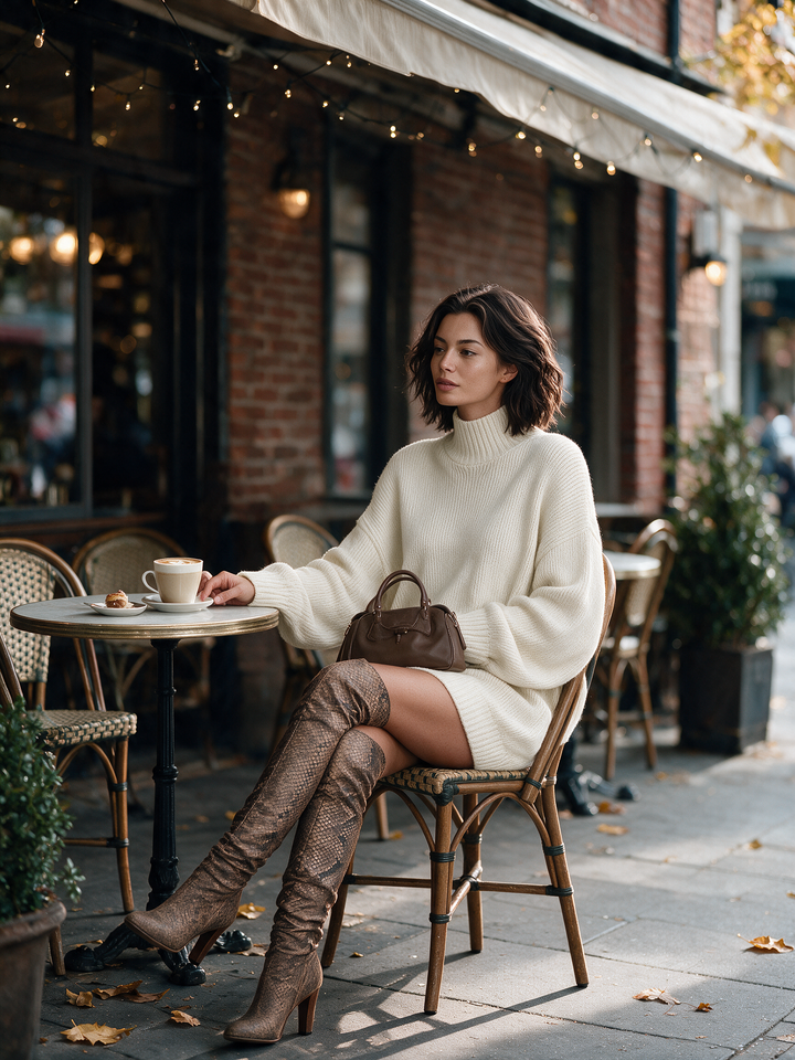 Kaya | Vintage Style Knit Mini Dress in Karamellbraun