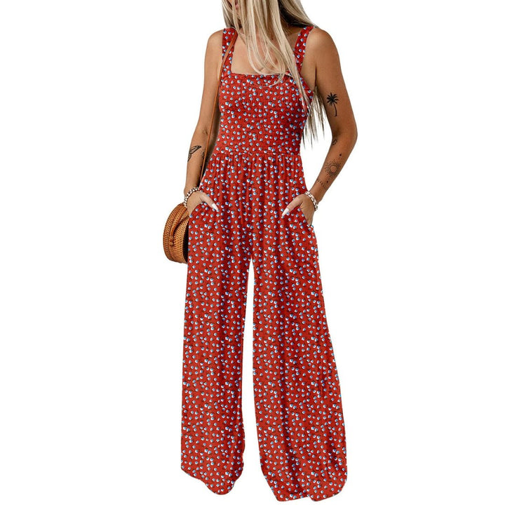 Ursula | Damen-Frühlings-Jumpsuit mit weitem Bein und Blumenmuster