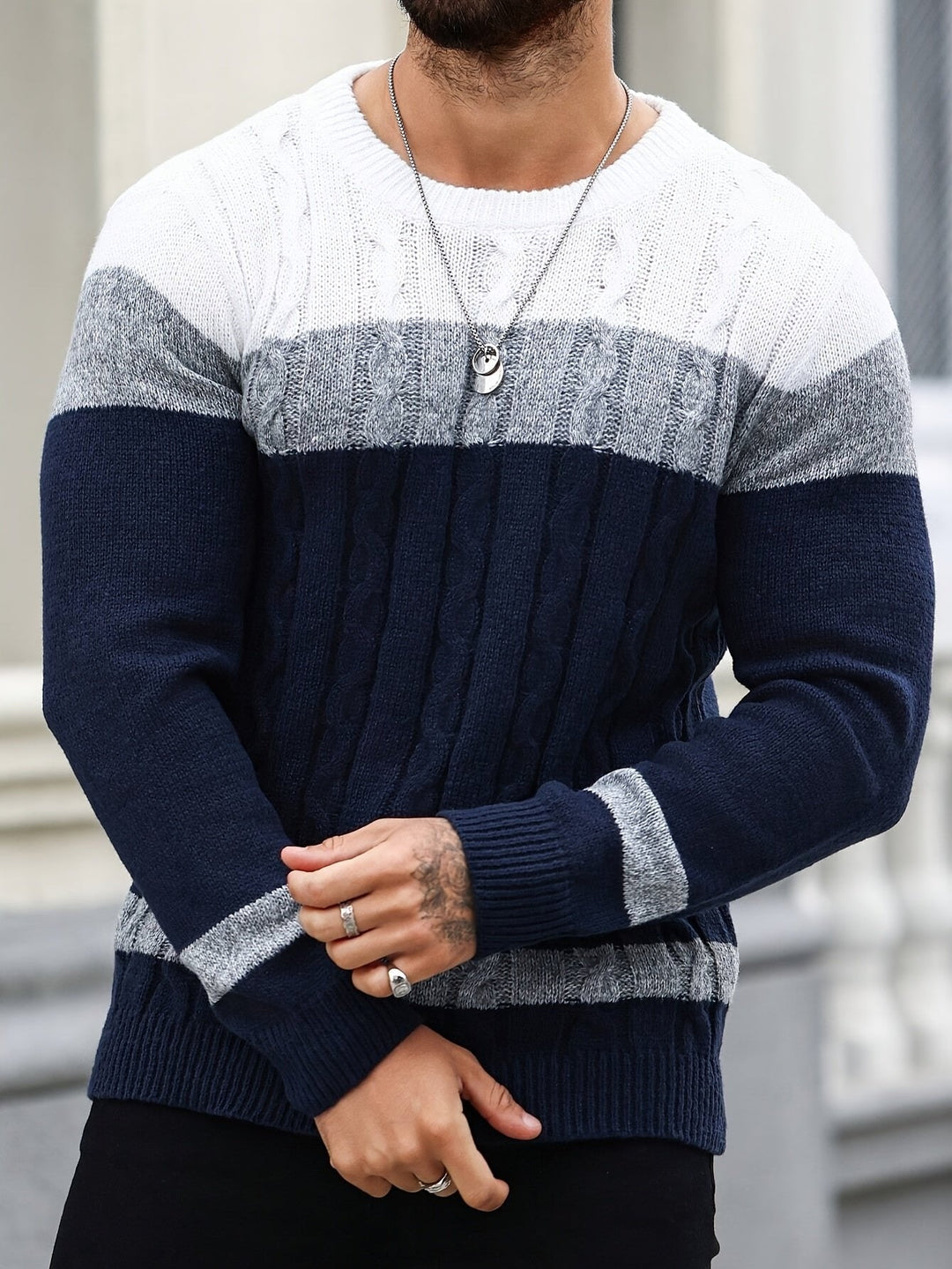 Nolan | Textured Cable-Knit Sweater – Timeless Look for Men
