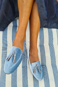 Nora | Elegant Women's Loafers with a Velvet Look and Tassels