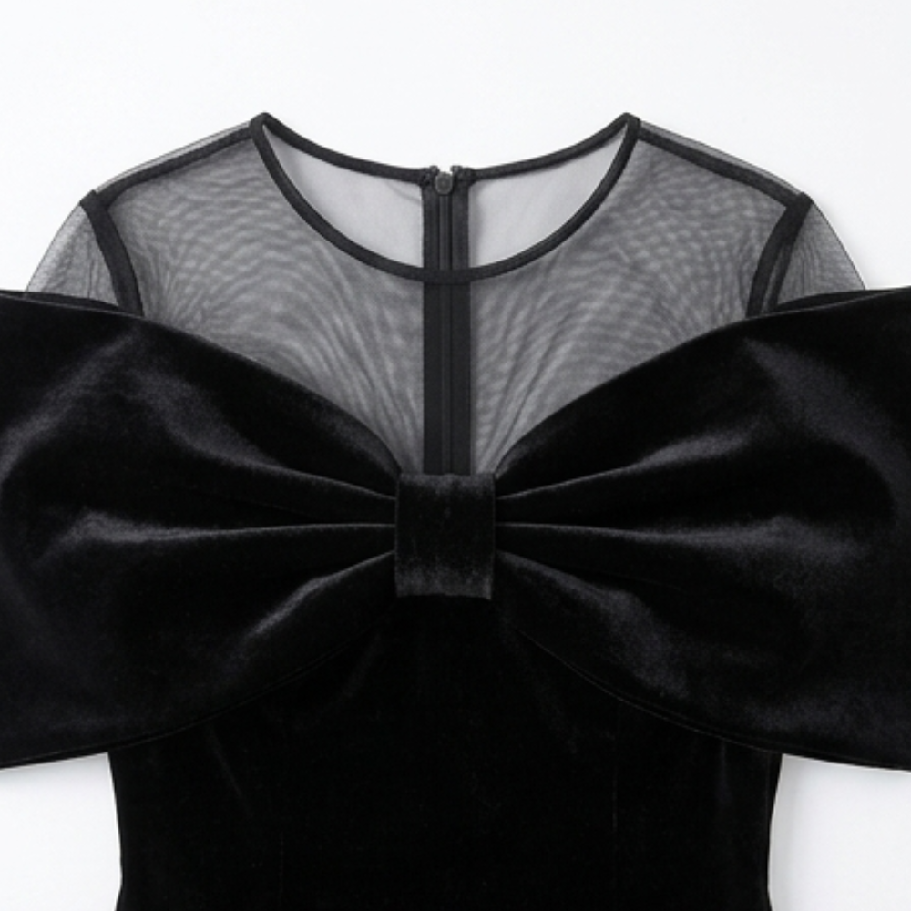 Velara | Midi Dress mit Dramatischem Oversized-Bow