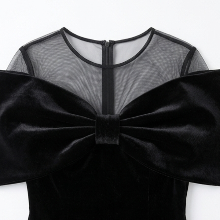 Velara | Midi Dress mit Dramatischem Oversized-Bow