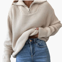 Lea | Modern Ribbed Knit Sweater with Half-Zip Collar