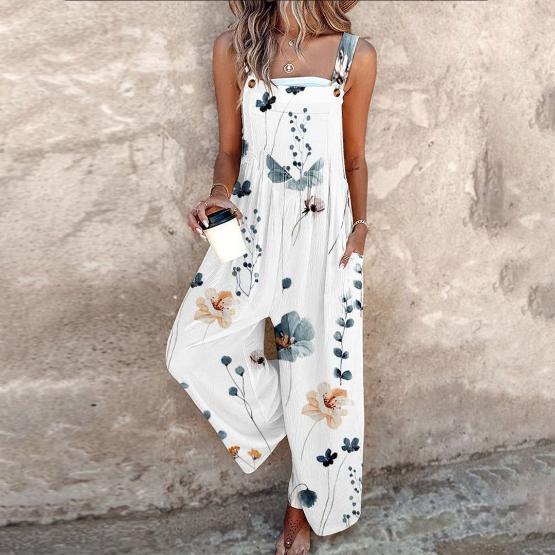 Nora | Blumenprint Latzhose – Weites Bein für Damen