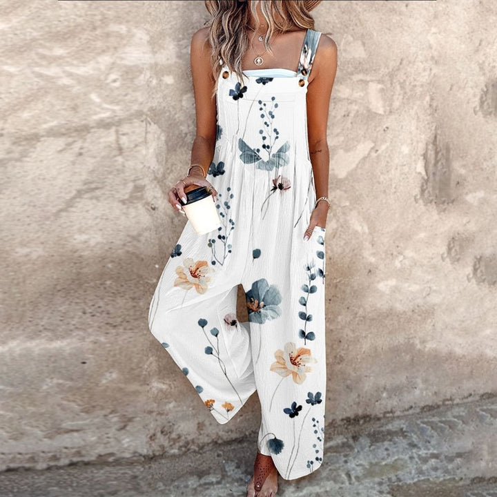 Nora | Blumenprint Latzhose – Weites Bein für Damen