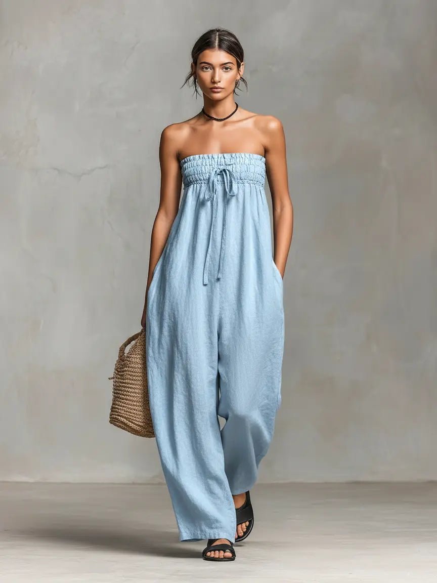 Hannah | Wide-Leg Jumpsuit – Trägerloser Stil für Damen