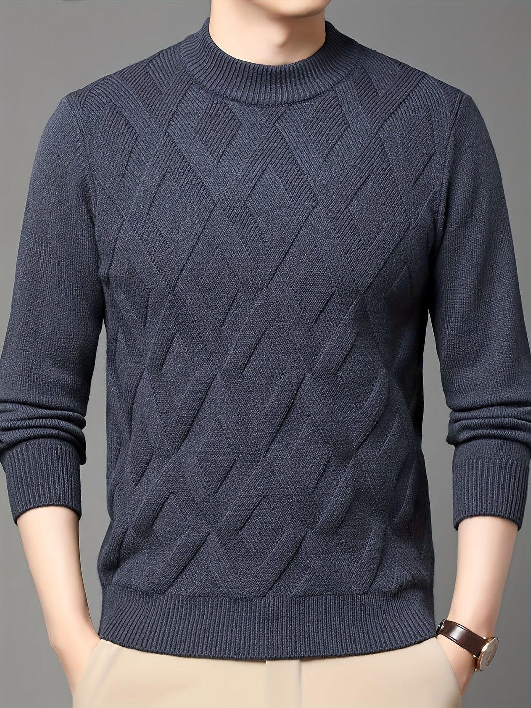 Ellis | Textured Mock-Neck Sweater – Klassisches Design für Herren