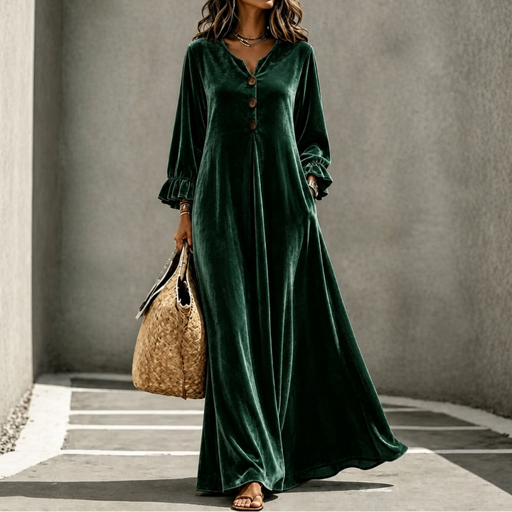 Veloura | Ruffled Sleeve Maxi Dress – Elegantes Design für Frauen