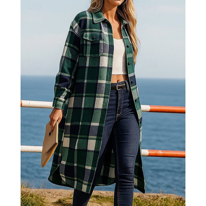 Juniper | Longline Checked Coat – Effortless Everyday Style