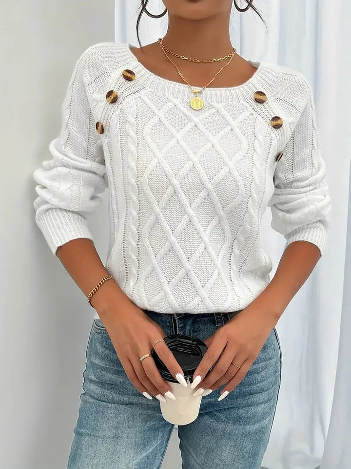 Lina | Langärmeliger Pullover mit Zopfmuster für Damen