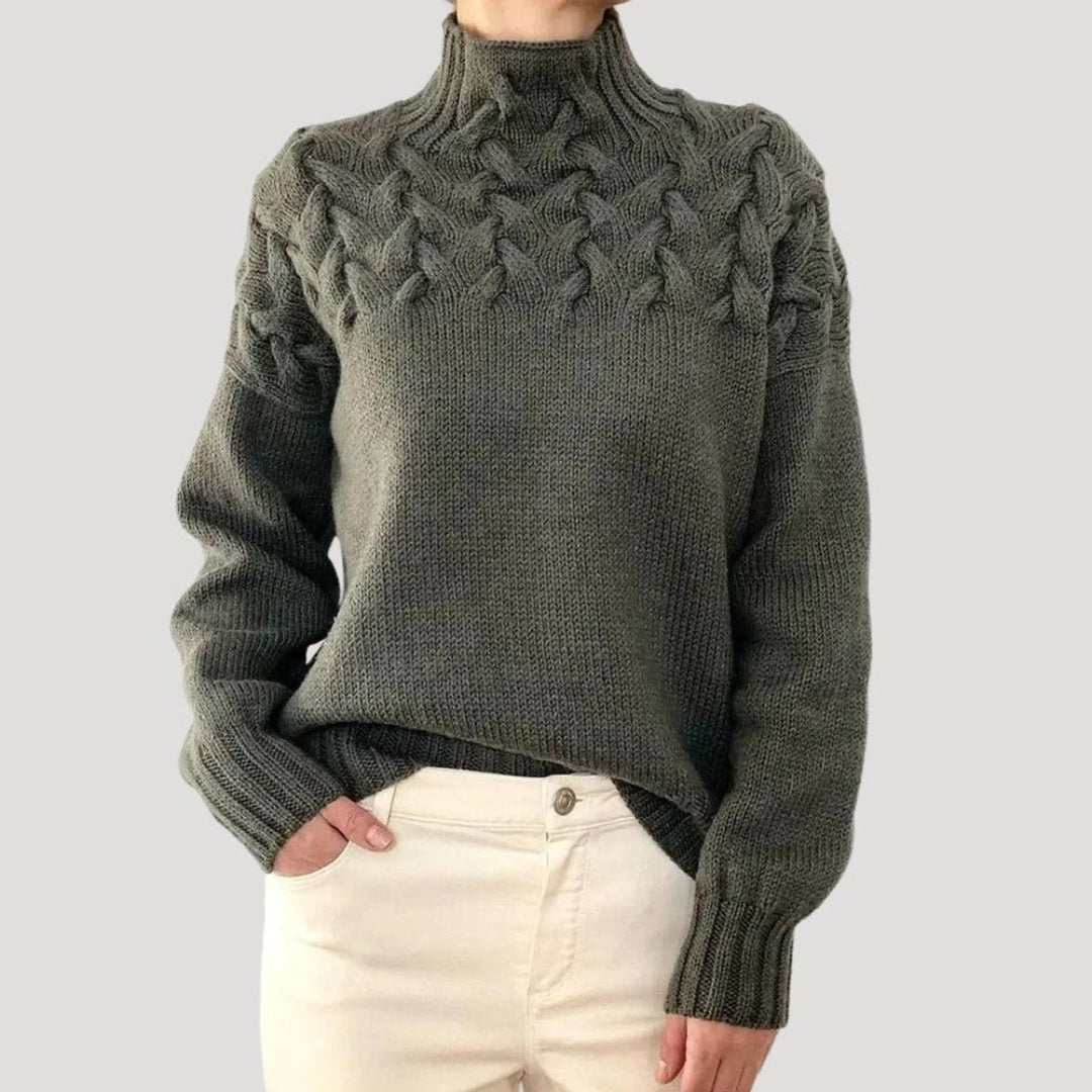Sophia | Zopfmuster Rollkragen Strickpullover für Damen