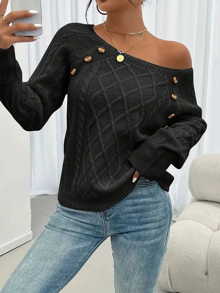 Lina | Langärmeliger Pullover mit Zopfmuster für Damen