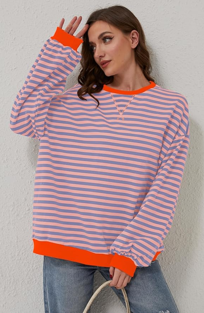 Amelia | Gestreifter Pullover für Damen – Übergroße Passform