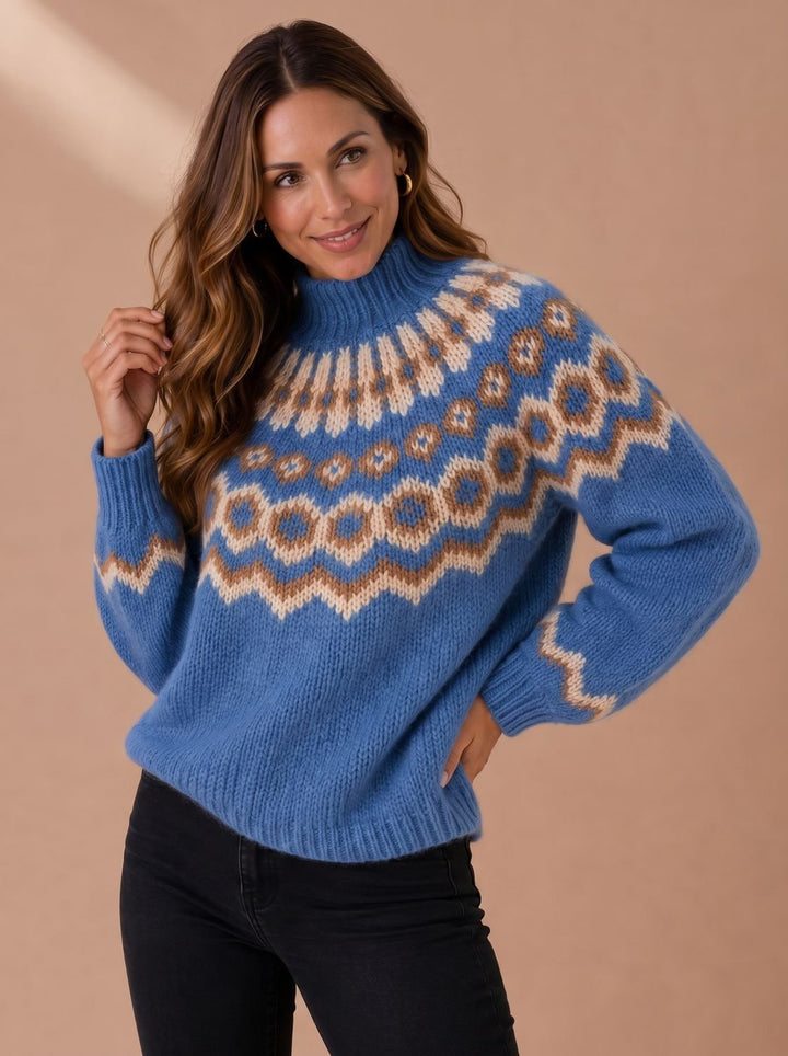 Elisabeth | Weihnachtspullover – Klassischer Fair-Isle Rollkragen für Damen