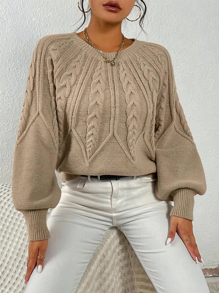 Sabine | Cable-Knit Sweater für Frauen mit Lantern Sleeves
