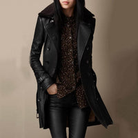 Helena | Luxuriöse Lederjacke mit Lammfellkragen