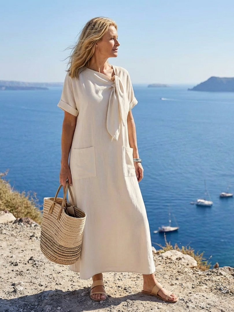 Elowyn | Maxikleid mit Rundhalsausschnitt und Taschen